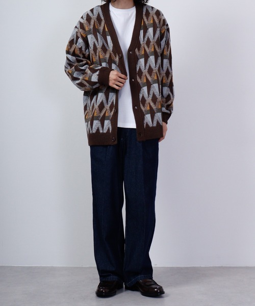 FUNALIVE（ファンアライブ）の「総柄 ｼﾞｵﾒﾄﾘｯｸ ｼﾞｬｶﾞｰﾄﾞ ﾊﾞﾙｰﾝｽﾘｰﾌﾞ ｶｰﾃﾞｨｶﾞﾝ（カーディガン/ボレロ・メンズ・ブラウン系その他/グリーン/ブラウン/ブルー/チャコール/ブラック・L/XL/M）」の19枚目の写真