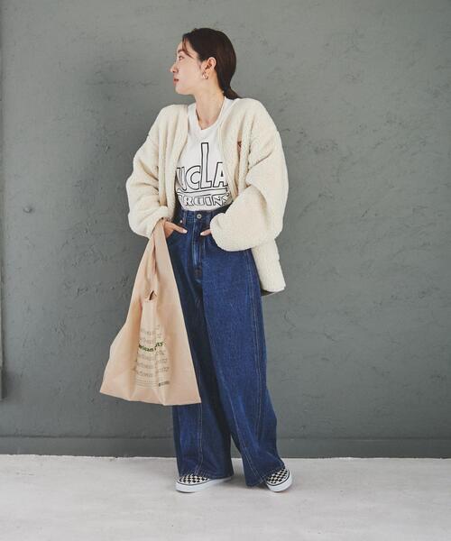 coen（コーエン）の「【WEB限定】BLEU DE VERDUN（ブルーデバードン）別注ボアジャケット（ノーカラージャケット・レディース・オフホワイト/ダークグレー・M/L）」の11枚目の写真