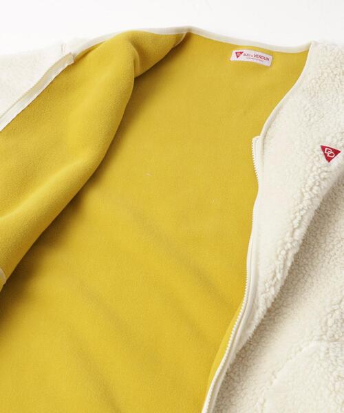 coen（コーエン）の「【WEB限定】BLEU DE VERDUN（ブルーデバードン）別注ボアジャケット（ノーカラージャケット・レディース・オフホワイト/ダークグレー・M/L）」の3枚目の写真