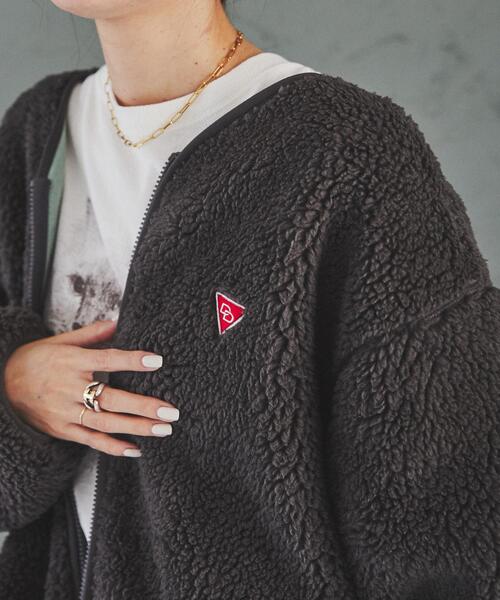 coen（コーエン）の「【WEB限定】BLEU DE VERDUN（ブルーデバードン）別注ボアジャケット（ノーカラージャケット・レディース・オフホワイト/ダークグレー・M/L）」の21枚目の写真