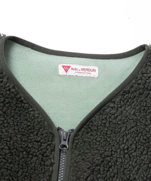 coen（コーエン）の「【WEB限定】BLEU DE VERDUN（ブルーデバードン）別注ボアジャケット（ノーカラージャケット・レディース・オフホワイト/ダークグレー・M/L）」の7枚目の写真