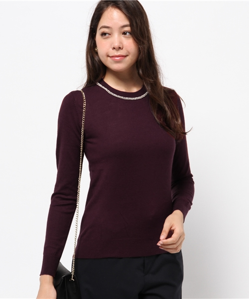 NATURAL BEAUTY BASIC（ナチュラルビューティーベーシック）の「ビジューニット（ニット/セーター・レディース・ボルドー/ブラック系その他/グレー・MEDIUM）」の3枚目の写真