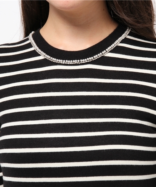 NATURAL BEAUTY BASIC（ナチュラルビューティーベーシック）の「ビジューニット（ニット/セーター・レディース・ボルドー/ブラック系その他/グレー・MEDIUM）」の4枚目の写真