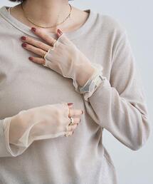 coen | ラメリブ袖シアーカットソー(Tシャツ/カットソー)