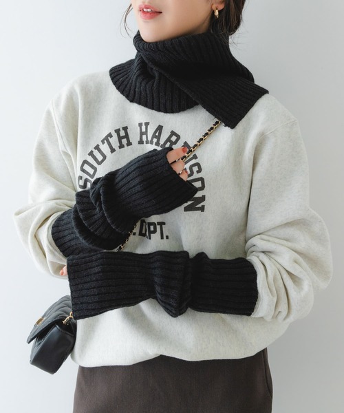 RODE SKO（ロデスコ）の「2WAYリブネックウォーマー（ネックウォーマー/スヌード・レディース・ベージュ/ブラック/グレー・ONE）」の8枚目の写真