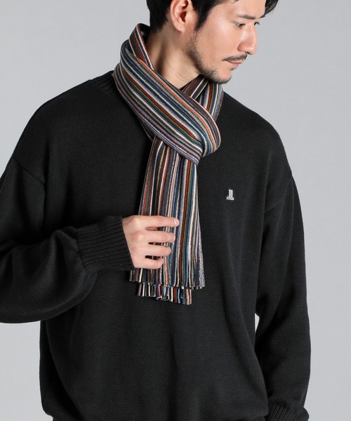 LANVIN en Bleu（ランバンオンブルー）の「マルチストライプ ラッセル マフラー（マフラー・メンズ・ブラウン/ブラック・FREE）」の2枚目の写真