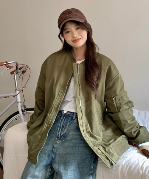 セール】オーバーサイズ ダブルネックデザイン ブルゾン（ブルゾン