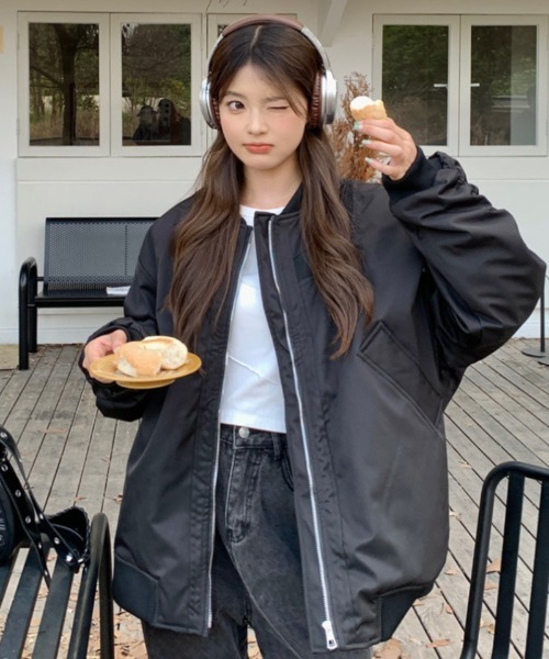 セール】オーバーサイズ ダブルネックデザイン ブルゾン（ブルゾン