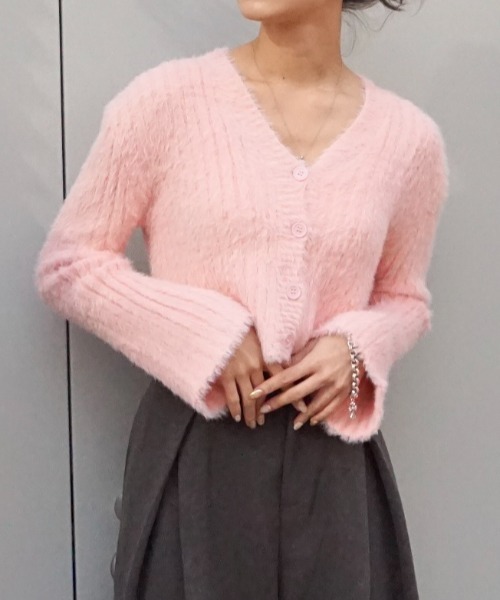 Chouchour(シュシュール)の「【chouchour/シュシュール】フェザー糸ショート丈カーディガン(カーディガン/ボレロ・レディース・ホワイト/ブラック/グレー/サックスブルー/ピンク・FREE)」の5枚目の写真