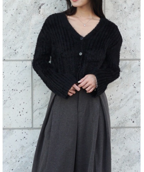 Chouchour(シュシュール)の「【chouchour/シュシュール】フェザー糸ショート丈カーディガン(カーディガン/ボレロ・レディース・ホワイト/ブラック/グレー/サックスブルー/ピンク・FREE)」の9枚目の写真