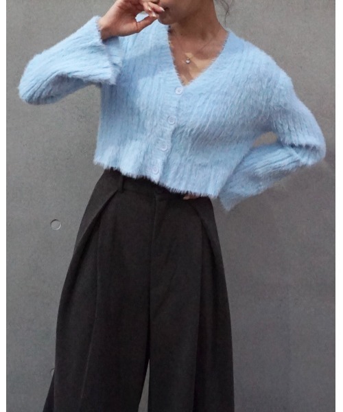 Chouchour(シュシュール)の「【chouchour/シュシュール】フェザー糸ショート丈カーディガン(カーディガン/ボレロ・レディース・ホワイト/ブラック/グレー/サックスブルー/ピンク・FREE)」の17枚目の写真