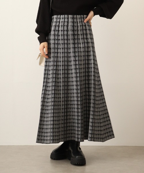 FUNALIVE（ファンアライブ）の「je crois soi チェック柄ジャカードニットスカート（スカート・レディース・ベージュ/ブラック/オフホワイト/ブラウン/グレー/ブラック系その他/グレー系その他/ベージュ系その他・FREE）」の6枚目の写真