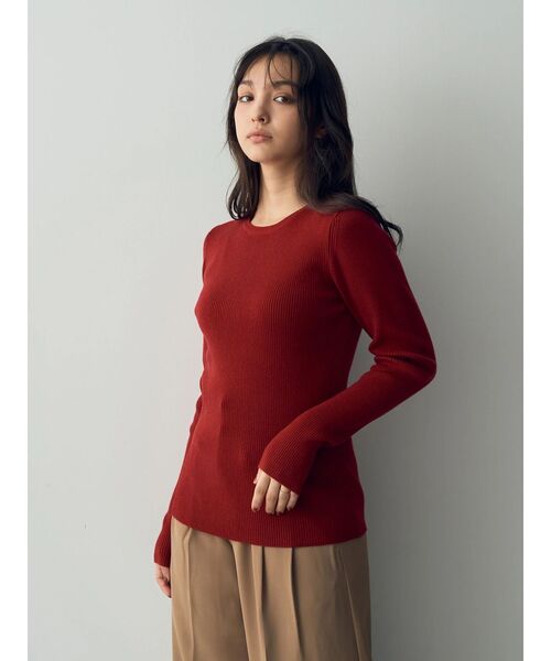 YECCA VECCA（イェッカヴェッカ）の「クルーネックリブ編みニット（ニット/セーター・レディース・ブラック/ベージュ/レッド/オフホワイト・FREE）」の16枚目の写真