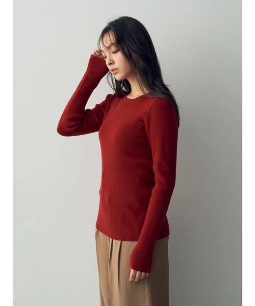 YECCA VECCA（イェッカヴェッカ）の「クルーネックリブ編みニット（ニット/セーター・レディース・ブラック/ベージュ/レッド/オフホワイト・FREE）」の17枚目の写真