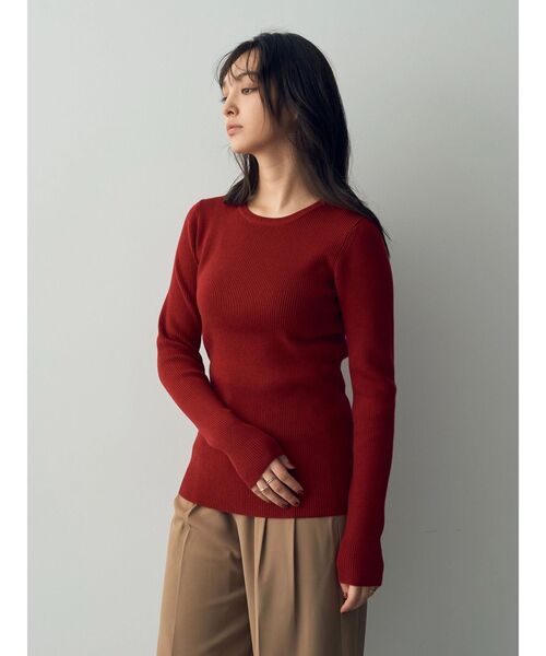 YECCA VECCA（イェッカヴェッカ）の「クルーネックリブ編みニット（ニット/セーター・レディース・ブラック/ベージュ/レッド/オフホワイト・FREE）」の18枚目の写真