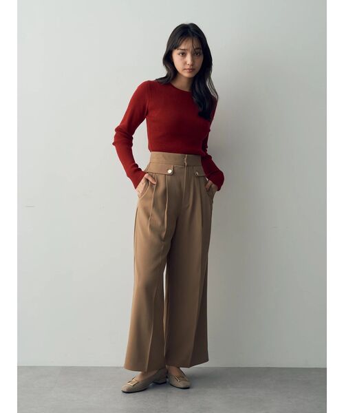 YECCA VECCA（イェッカヴェッカ）の「クルーネックリブ編みニット（ニット/セーター・レディース・ブラック/ベージュ/レッド/オフホワイト・FREE）」の21枚目の写真