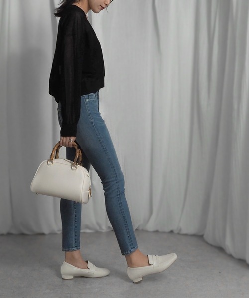 minia（ミニア）の「スクエアトゥコインローファー（ローファー・レディース・ブラック/シルバー/ブラック系1/アイボリー・LL/S/M/L）」の6枚目の写真