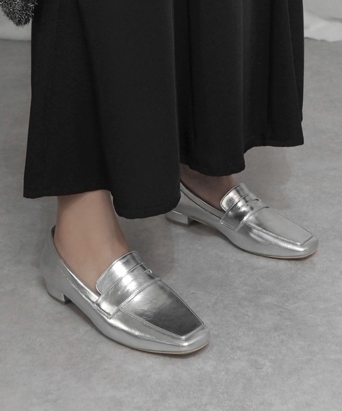 minia（ミニア）の「スクエアトゥコインローファー（ローファー・レディース・ブラック/シルバー/ブラック系1/アイボリー・LL/S/M/L）」の17枚目の写真