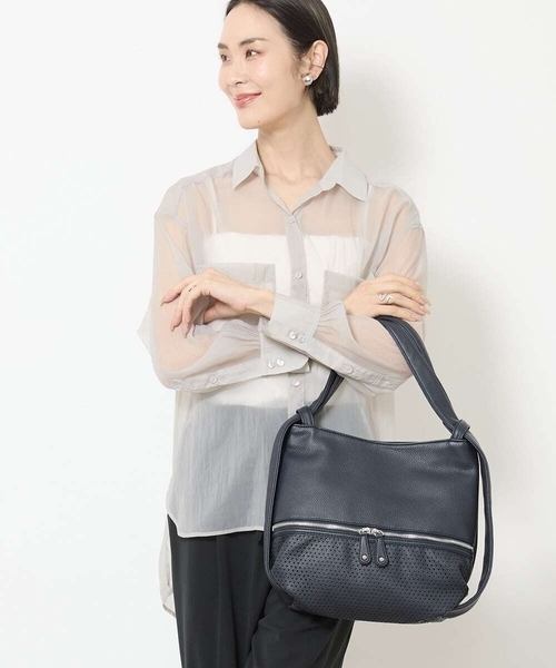 [2WAY/人気の定番BAG]パンチングデザイン変形ミニトートバッグ（ハンドバッグ）｜MK MICHEL KLEIN（エムケーミッシェルクラン）