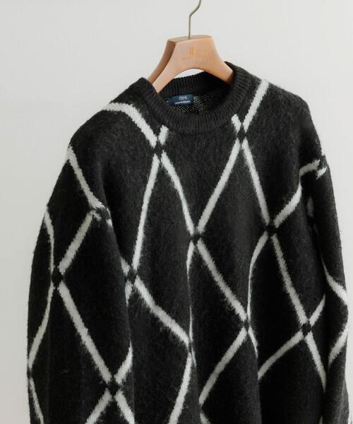 ITEMS URBANRESEARCH（アイテムズ アーバンリサーチ）の「ウォッシャブル ラインダイヤ シャギーニット（ニット/セーター・メンズ・イエロー/ブラック/グレー・MEDIUM/LARGE）」の2枚目の写真