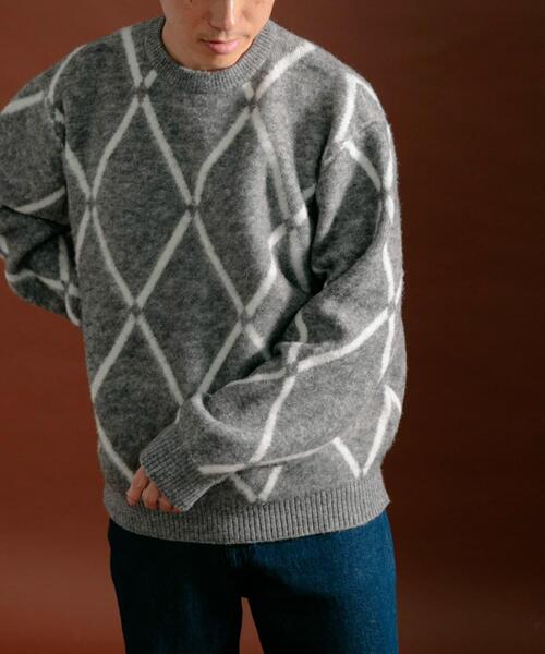 ITEMS URBANRESEARCH（アイテムズ アーバンリサーチ）の「ウォッシャブル ラインダイヤ シャギーニット（ニット/セーター・メンズ・イエロー/ブラック/グレー・MEDIUM/LARGE）」の17枚目の写真