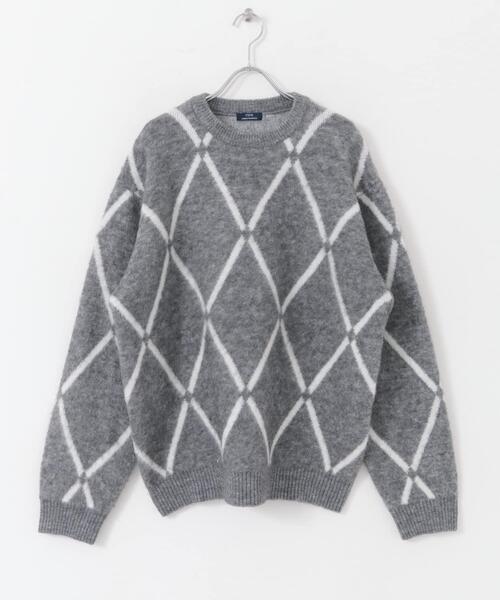 ITEMS URBANRESEARCH（アイテムズ アーバンリサーチ）の「ウォッシャブル ラインダイヤ シャギーニット（ニット/セーター・メンズ・イエロー/ブラック/グレー・MEDIUM/LARGE）」の7枚目の写真