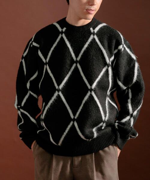 ITEMS URBANRESEARCH（アイテムズ アーバンリサーチ）の「ウォッシャブル ラインダイヤ シャギーニット（ニット/セーター・メンズ・イエロー/ブラック/グレー・MEDIUM/LARGE）」の18枚目の写真