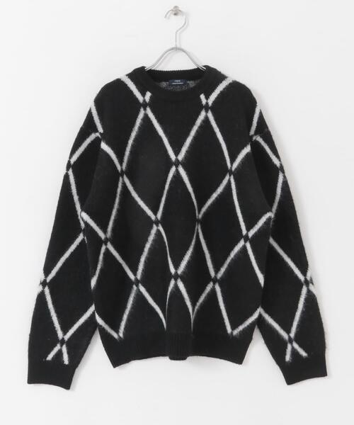 ITEMS URBANRESEARCH（アイテムズ アーバンリサーチ）の「ウォッシャブル ラインダイヤ シャギーニット（ニット/セーター・メンズ・イエロー/ブラック/グレー・MEDIUM/LARGE）」の8枚目の写真