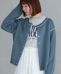 配色ダブルフェイスニットカーディガン