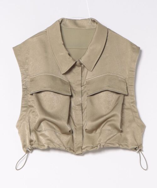 サテンジョーゼットクロップドノースリーブシャツ（シャツ/ブラウス）｜STYLEBLOCK（スタイルブロック）