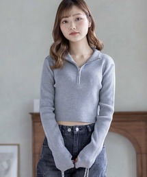 clear | ハーフジップリブ長袖ニットトップス≪2024SS新作≫(ニット/セーター)