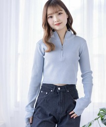 clear | ハーフジップリブ長袖ニットトップス≪2024SS新作≫(ニット/セーター)