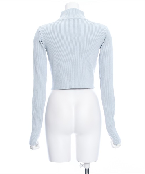 clear(クリア)の「ハーフジップリブ長袖ニットトップス(ニット/セーター・レディース・サックスブルー/ブラック/グレー・F)」の8枚目の写真