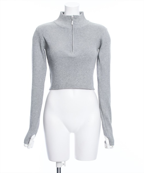 clear(クリア)の「ハーフジップリブ長袖ニットトップス(ニット/セーター・レディース・サックスブルー/ブラック/グレー・F)」の18枚目の写真