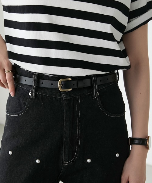 allureville 黒 レザーベルト ゴールドバックル ◇ローラーバックルレザーベルト|allureville OFFICIAL SITE