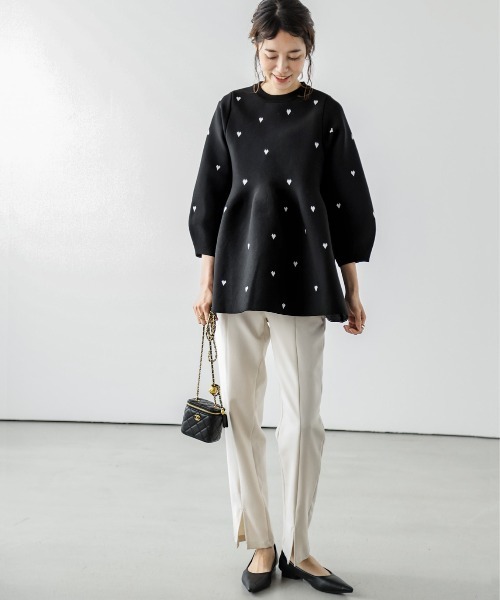 Lajour(ラジュール)の「日本製ペプラムニットプルオーバー(ニット/セーター・レディース・ホワイト系その他2/ブラック系その他2/ホワイト系その他/ブラック系その他/ブラック/ホワイト/ピンク・フリー)」の13枚目の写真