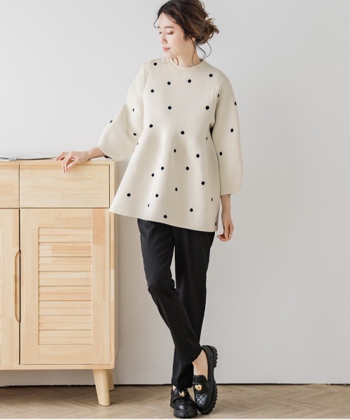 Lajour(ラジュール)の「日本製ペプラムニットプルオーバー(ニット/セーター・レディース・ホワイト系その他2/ブラック系その他2/ホワイト系その他/ブラック系その他/ブラック/ホワイト/ピンク・フリー)」の14枚目の写真