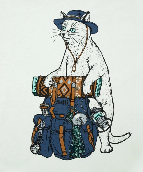 go slow caravan(ゴースローキャラバン)の「Wフェイス天竺 野営猫 ロングスリーブTEE(Tシャツ/カットソー・メンズ・ホワイト/ブラック・SMALL/X-LARGE/LARGE/MEDIUM)」の13枚目の写真