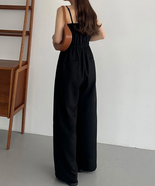 callautia（カラウティア）の「リネンライクギャザーキャミサロペットパンツ（サロペット/オーバーオール・レディース・ブラック/グレイッシュベージュ/チャコール/ダークベージュ/グレー・SMALL/MEDIUM/LARGE/X-LARGE）」の9枚目の写真