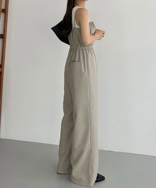 callautia（カラウティア）の「リネンライクギャザーキャミサロペットパンツ（サロペット/オーバーオール・レディース・ブラック/グレイッシュベージュ/チャコール/ダークベージュ/グレー・SMALL/MEDIUM/LARGE/X-LARGE）」の13枚目の写真