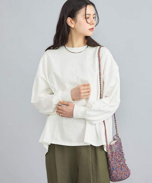 coen(コーエン)の「ピグメントドッキング刺繍Tシャツ(Tシャツ/カットソー・レディース・オフホワイト/ダークグレー/コバルトブルー・M/L)」の2枚目の写真