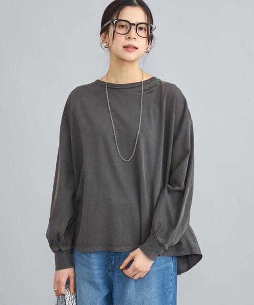 coen(コーエン)の「ピグメントドッキング刺繍Tシャツ(Tシャツ/カットソー・レディース・オフホワイト/ダークグレー/コバルトブルー・M/L)」の3枚目の写真