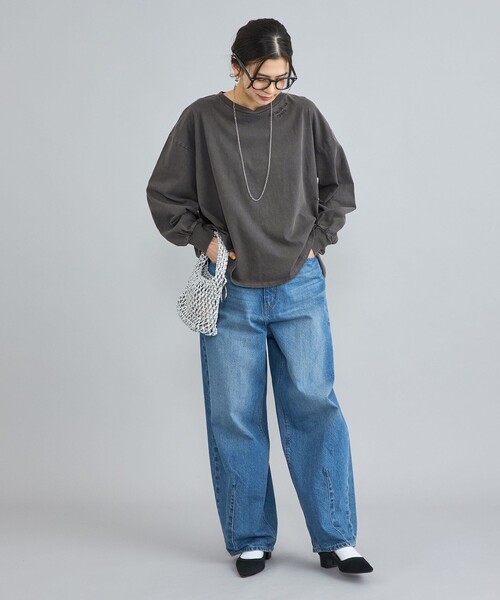 coen(コーエン)の「ピグメントドッキング刺繍Tシャツ(Tシャツ/カットソー・レディース・オフホワイト/ダークグレー/コバルトブルー・M/L)」の10枚目の写真