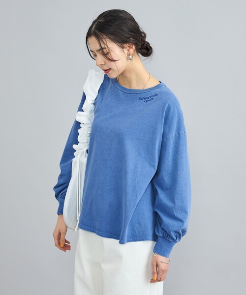 coen(コーエン)の「ピグメントドッキング刺繍Tシャツ(Tシャツ/カットソー・レディース・オフホワイト/ダークグレー/コバルトブルー・M/L)」の14枚目の写真