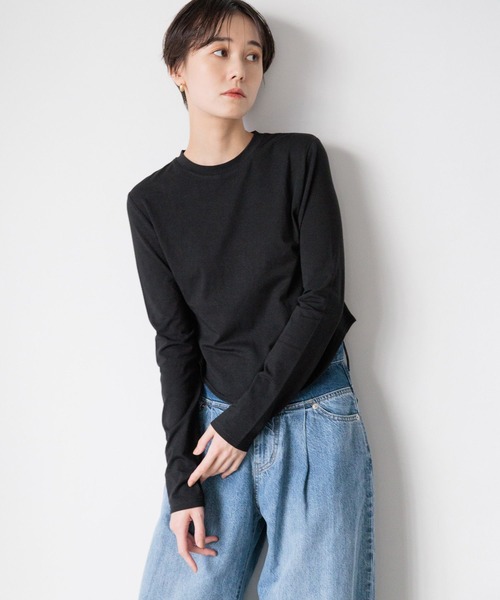 LOWRYS FARM（ローリーズファーム）の「ロゴラウンドロンＴＬＳ　108400（Tシャツ/カットソー・レディース・オフホワイト/ブラック・FREE）」の6枚目の写真