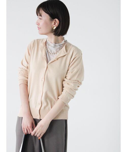 Lugnoncure(ルノンキュール)の「【UV加工】強撚コットンクルーカーディガン(カーディガン/ボレロ・レディース・ブルー/ベージュ/ブラック/グリーン・F)」の1枚目の写真