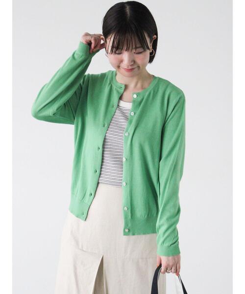 Lugnoncure(ルノンキュール)の「【UV加工】強撚コットンクルーカーディガン(カーディガン/ボレロ・レディース・ブルー/ベージュ/ブラック/グリーン・F)」の3枚目の写真