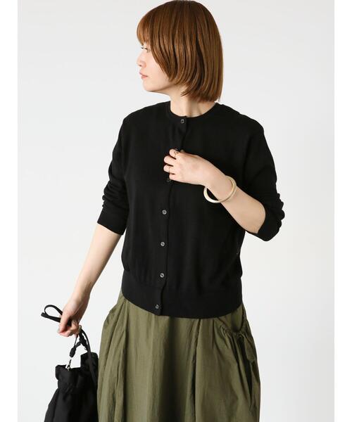 Lugnoncure(ルノンキュール)の「【UV加工】強撚コットンクルーカーディガン(カーディガン/ボレロ・レディース・ブルー/ベージュ/ブラック/グリーン・F)」の2枚目の写真