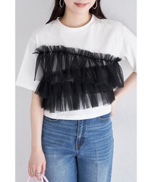【ZOZO限定】 チュールドッキングクロップドTシャツ