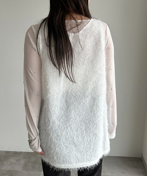 apres jour mignon(アプレジュールミニョン)の「シャギーノースリーブチュニック【ZOZOTOWN限定アイテム】(ベスト・レディース・アイボリー/ブラック/オフホワイト・X-LARGE/フリー)」の10枚目の写真